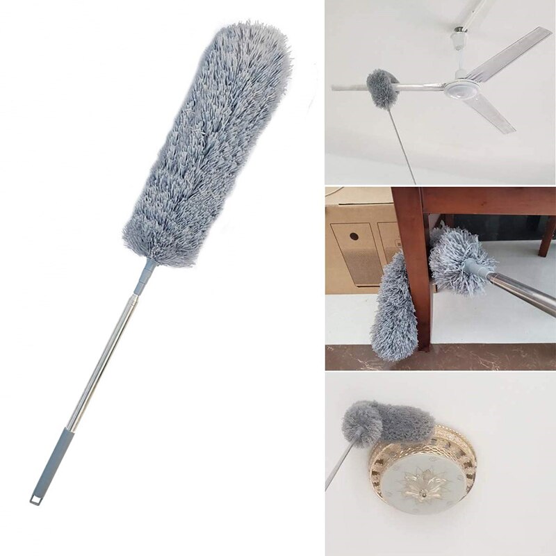 Telescopic Microfibre Duster Dusting Brush with Flexible Corner Broom Effortlessly Removes Dust and Cobwebs M56
