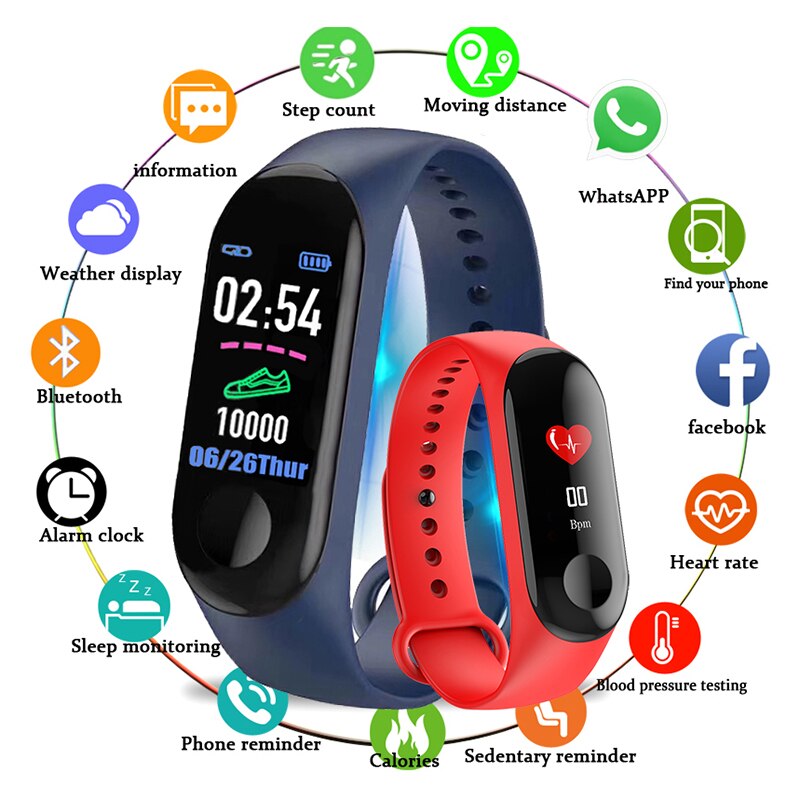 M3 reloj inteligente para los hombres y las mujeres Monitor de presión arterial inteligente pulseras portátil pulsera/Correa inteligente rastreador de Fitness para Android