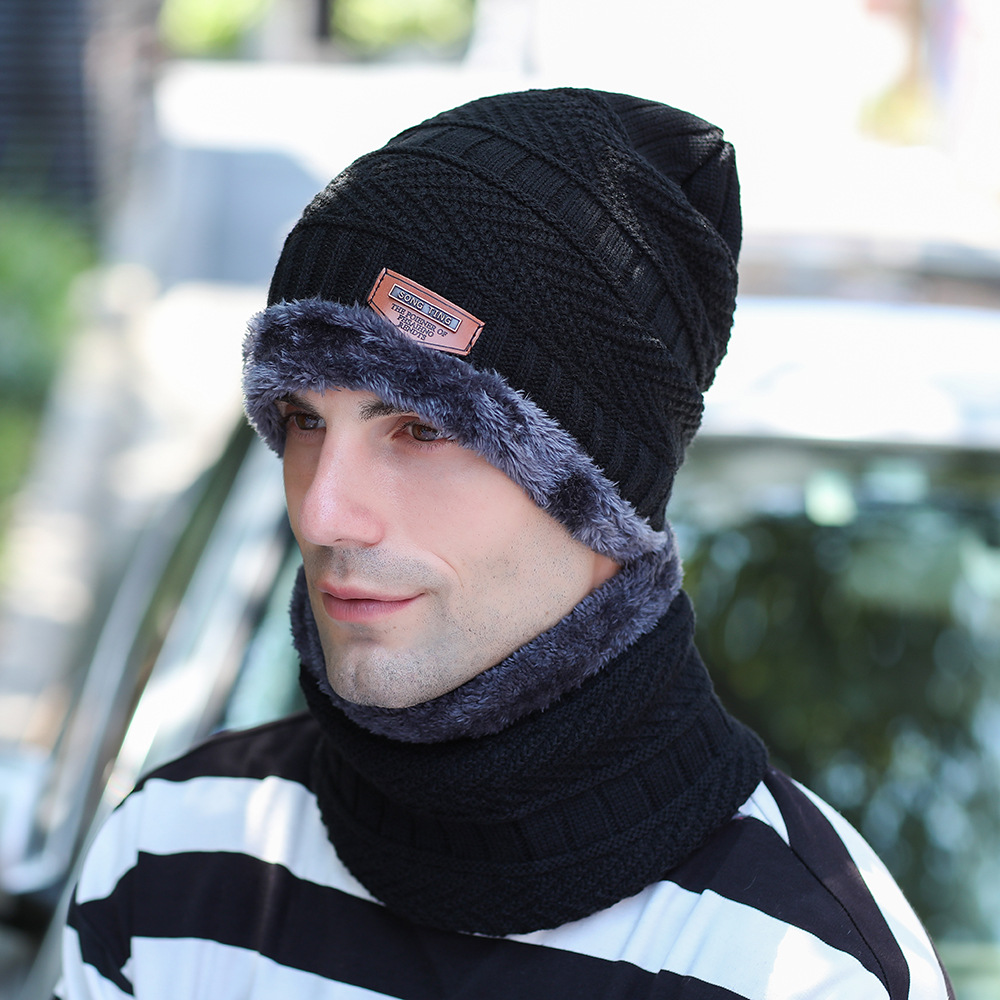 Männer der Winter Hütte Gestrickte Schwarz Hüte gefallen Hütte Dick Und warm Und Motorhaube Mütze Weiche Gestrickte Mützen baumwolle