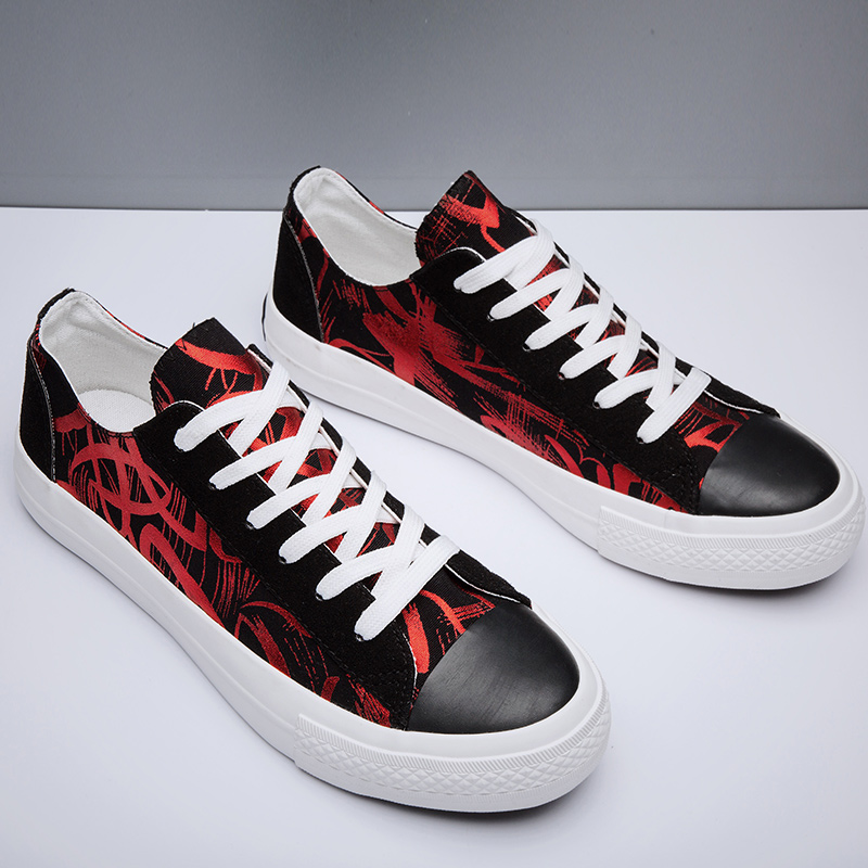 nouveaux hommes toile chaussures vulcanisé chaussures conseil chaussures décontracté graffiti marée chaussures bas-haut sport chaussures pour hommes