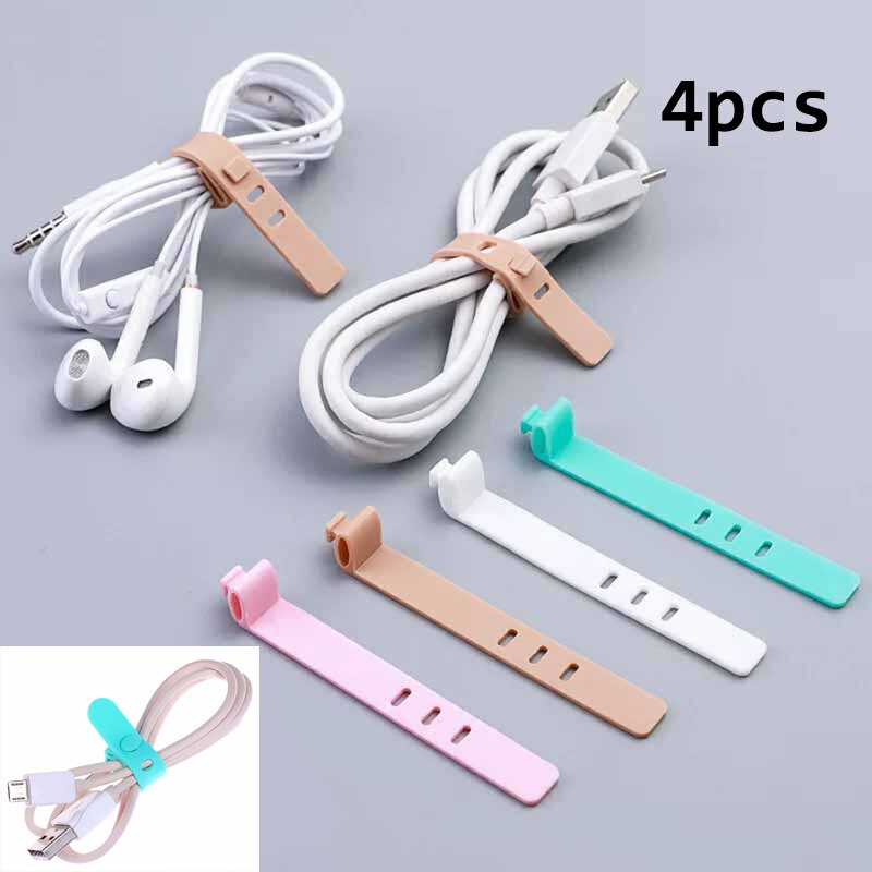 4 stk/sæt rejse silikone kabel opruller øretelefon beskytter usb telefon holder tilbehør pakke organizer tilbehør