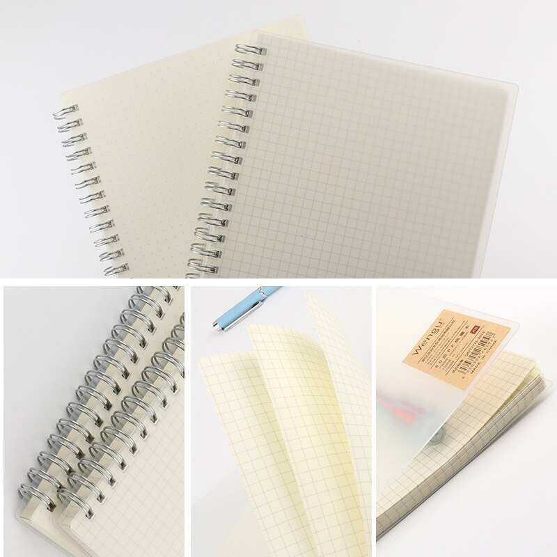 A5 Spiral Transparent Cover Notebook Papelaria Stationery Small Diary Notepad Dotted Grid Blank Planner Agendas School