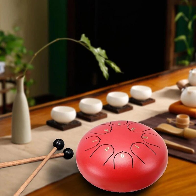 Nature Steel Drum Kit Tongue Drum 6 Inch 8 Tune Steel Hand Pan Drum Tank Drum Percussion Instruments Handpan &amp;T8