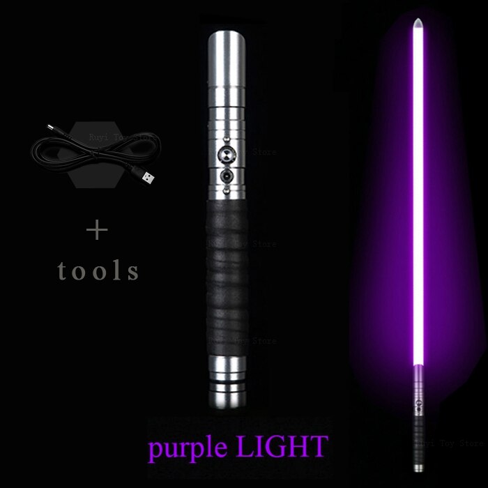 USB Spada Laser Giocattolo Luce Sciabola Kpop Lightstick Rgb Spada Laser Luminoso Led Del Giocattolo Del Metallo di trasporto della Maniglia Heavy Dueling 12 di Colore Cambiamento di Volume: Silver-Purple