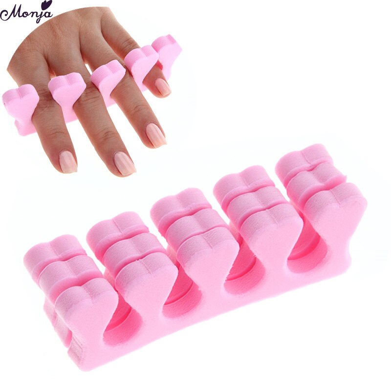 Monja esponja separadora de dedos, esponja macia de cor aleatória para arte de unha, separador de dedos e revestimento extensor de unhas, ferramenta para manicure anti toque com 10 peças