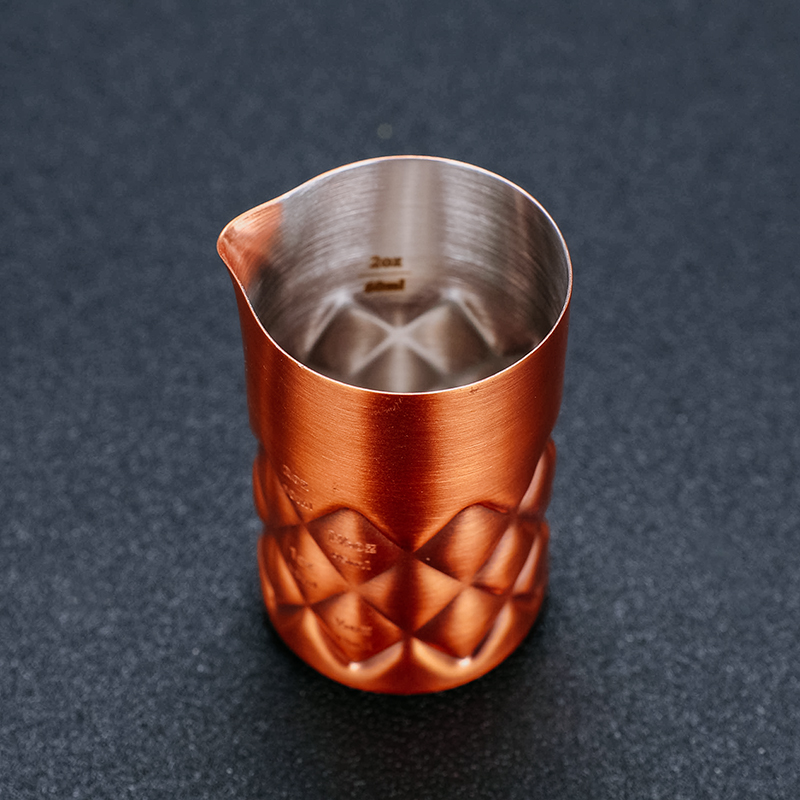 100ml 304 mittakuppi työkalut baarimitta cocktail jigger - metallitanko alkoholimitta kaatoputkella hopea/kupari