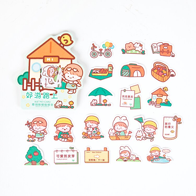 40 stuks/pak konijnengroep briefpapier stickers afdichtingslabel reissticker scrapbook dagboek planner albums decoraties doe-het-zelf: F
