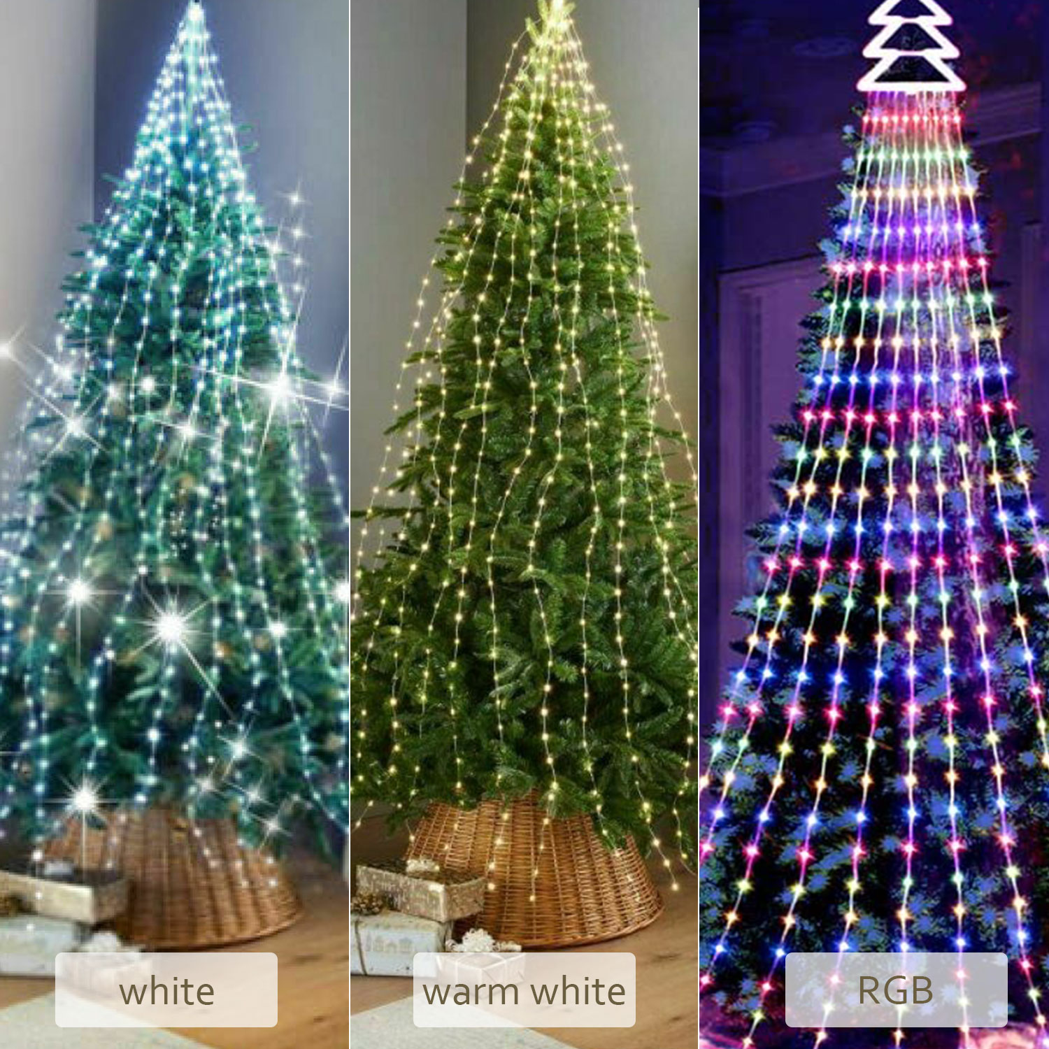 RGB Christmas Tree Branch Lights Battery Timer Outdoor Led Waterfall Lights Decoration Outdoor Home Christmas Wedding Ornaments