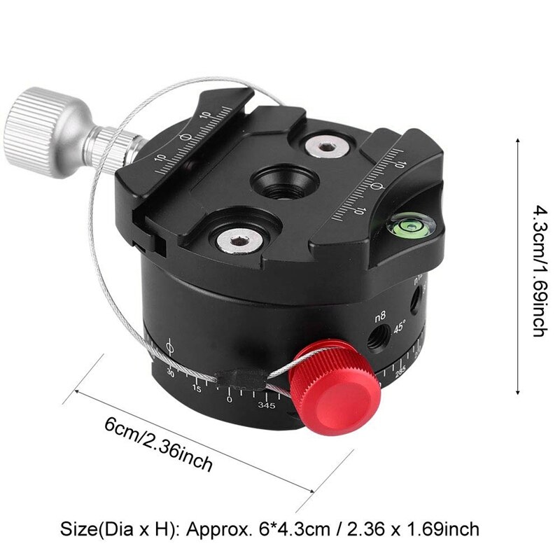 360 Degree Panoramic 4 Stops Click Indexing Rotator Ball Head for Camera Tripod