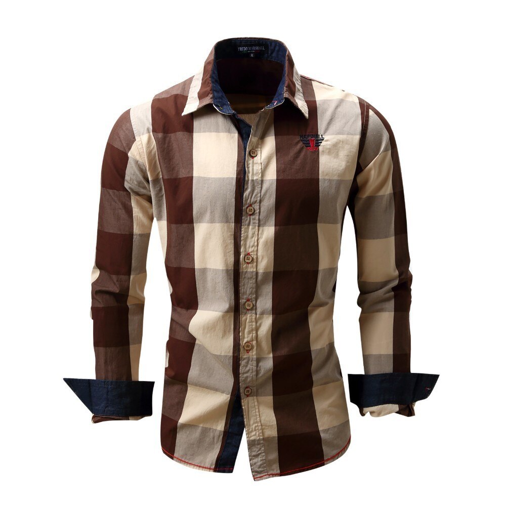 Miesten rento ruudullinen paidat pitkähihaiset paidat miesten mekko mustavalkoinen puuvilla camisa masculina miesten paidat para hombre  fm099