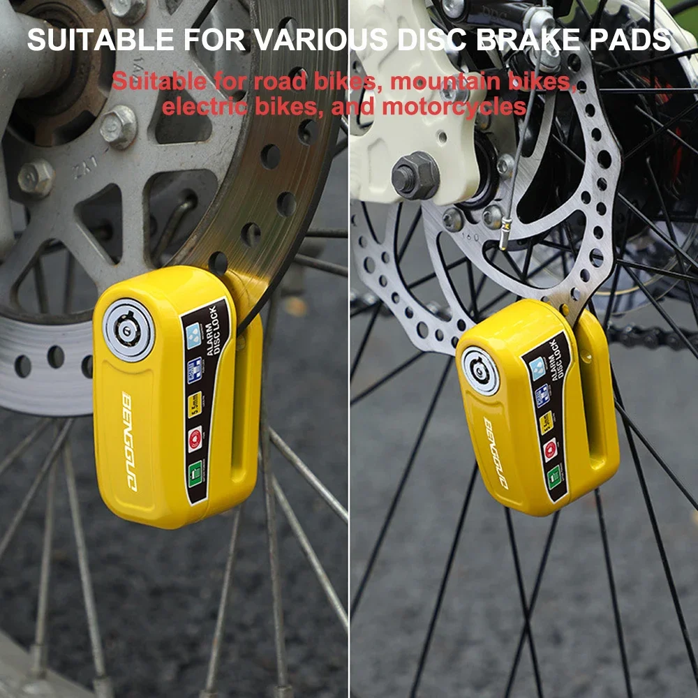Motorcycle Alarm Wheel Disk Brake Lock with Keys Bicycle Alarm Disc Brake Electric Lock Anti Theft for Bicycle Motor Scooter
