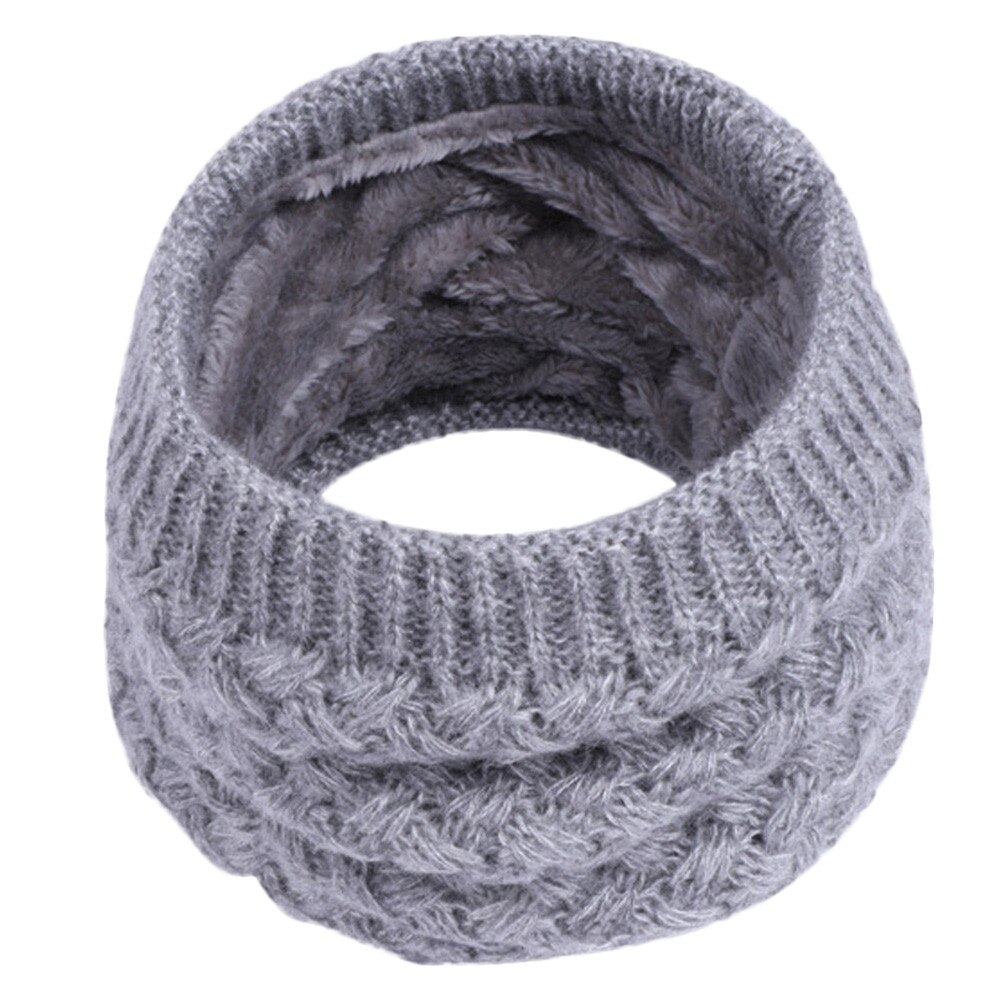3-15 years KIDS Winter Scarf For Children Knitted Baby Ring Scarf Children Scarf Neck Cotton Thickened Collar Scarves For Girl: Gray