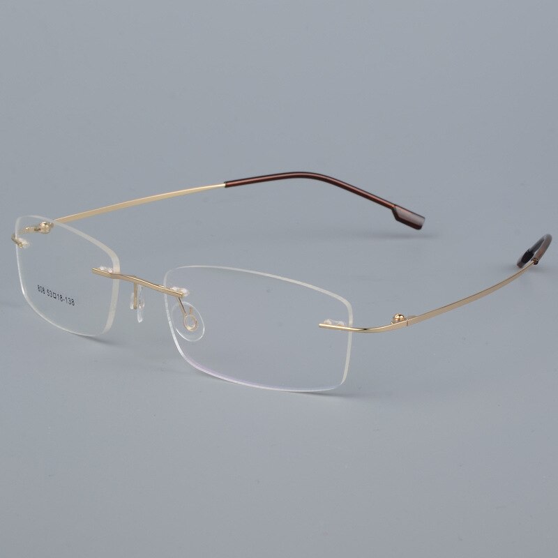 Bclear titanium legering kantløse briller ramme mænd ultralette recept nærsynethed optiske briller mandlige rammeløse briller 6 farve: Guld