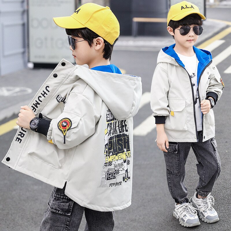 Chaqueta con capucha para niños y adolescentes, prendas de vestir a la , abrigos deportivos de lana, cortavientos, chaquetas de otoño