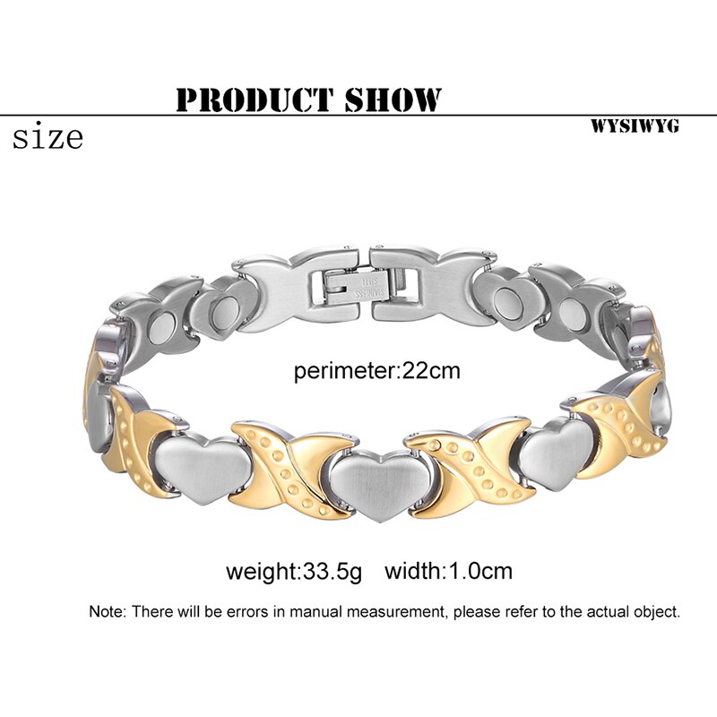 Trend Bracelet Heart Shaped Magnetic Health Bracelet and Bangle Stainless Steel Energy Health Bracelet for Women