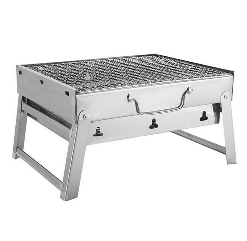 Bbq Grill 35*27*20Cm Picknick Bbq Houtskool Grills Voor Barbecue & Sliver Outdoor Roestvrij staal Wandelen Houtskool