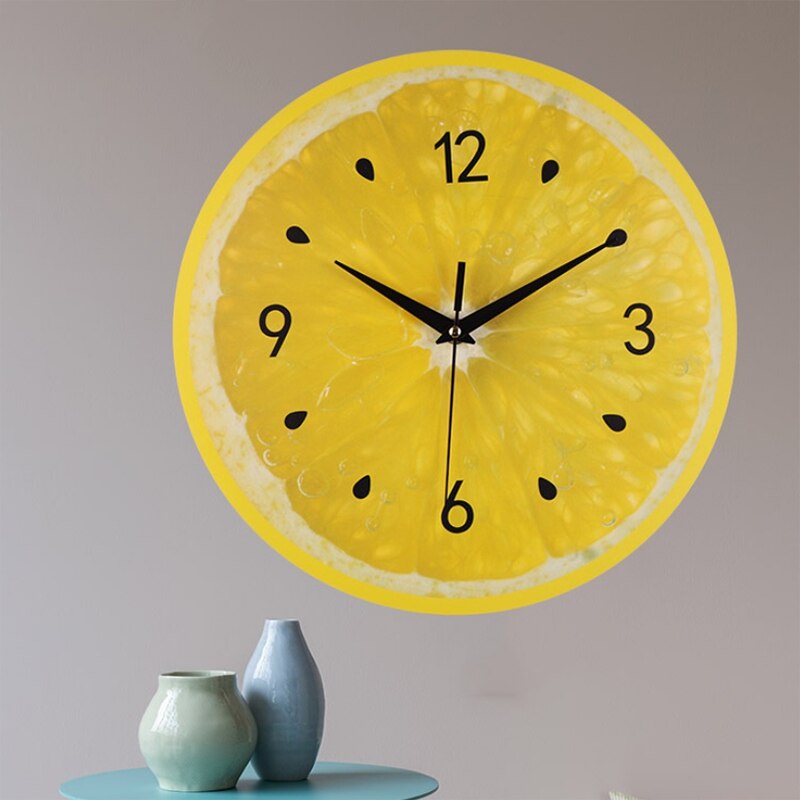 Lemon Fruit Wall Clock Lime Modern Kitchen Clocks Home Decor Living Room Clock Tropical Fruit Wall Art Clock
