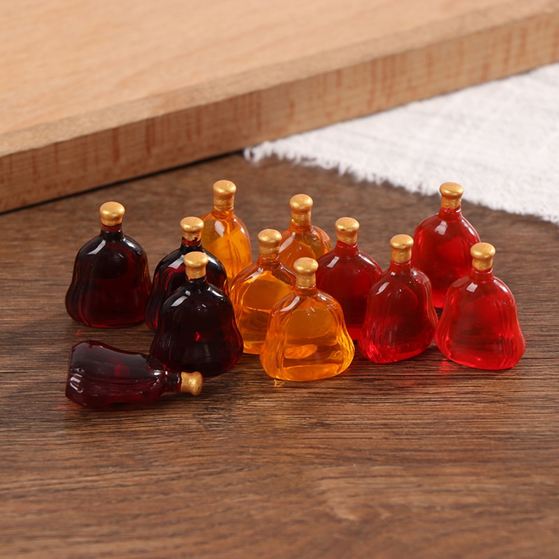 10Pcs Dollhouse Miniatuur Wijn Flessen Pretend Play Pop Eten Drinken Accessoires