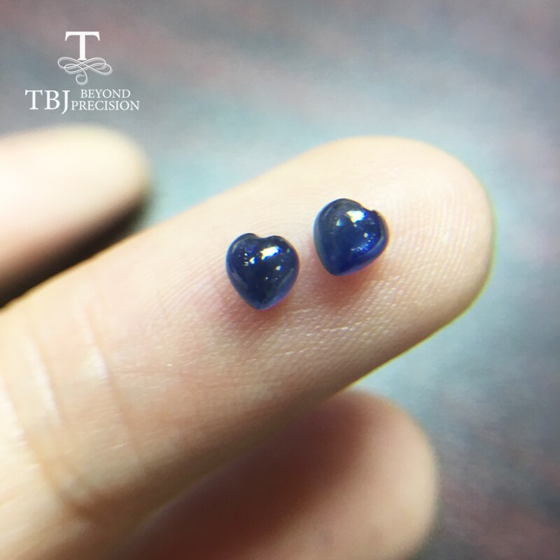 TBJ-forme de cœur en saphir naturel, bleu de 4mm,2 pièces en un lot, poids 0.85 ct par lot. Bijoux à bricoler soi-même.