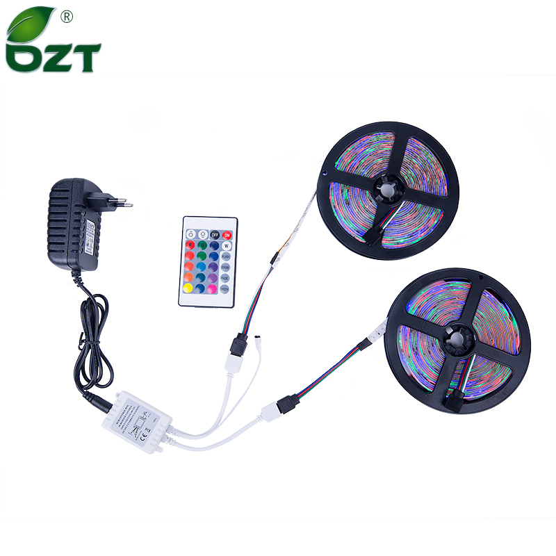 RGB LED Strip 5 m 10 m (2*5 m) SMD 3528 2835 LED Light IR Afstandsbediening 12 v Power Adapter Flexibele Light Led Tape Thuis Decoratio