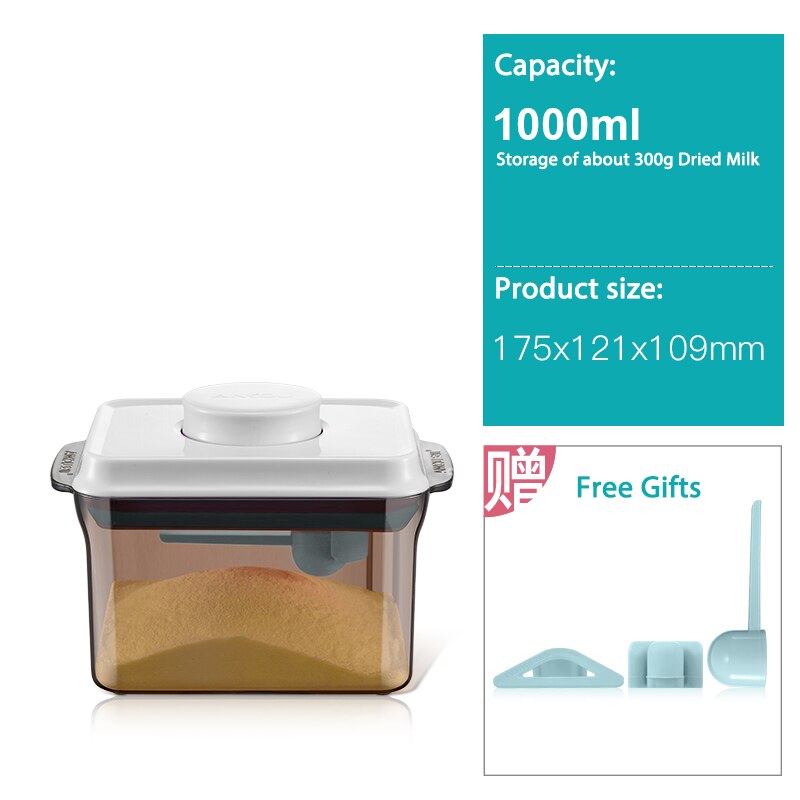 Bærbar baby melkepulver container låve matte oppbevaringsboks ingen bpa spedbarn fôringe matte oppbevaringsboks med skje til nyfødt: Brun 1000 ml