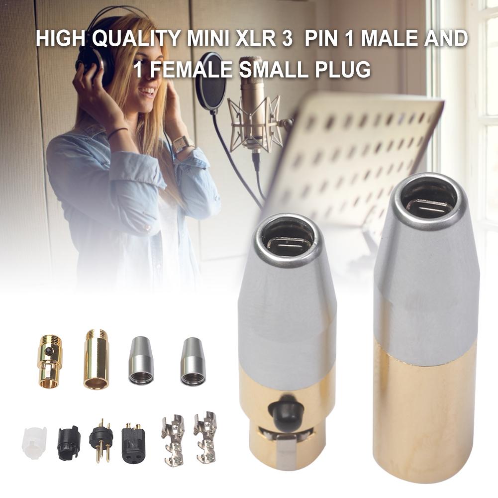 Mini XLR 3-pin small plug XLR audio microphone connector for straight microphone welding microphone