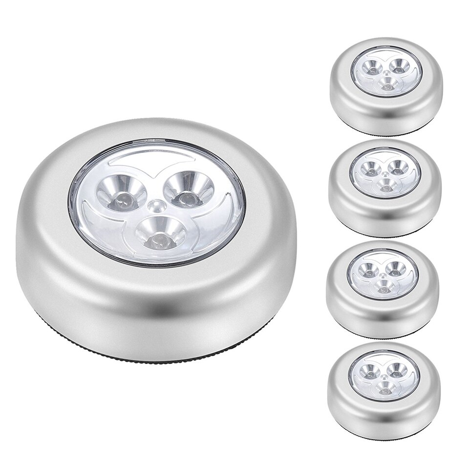 Touch led under skap lys 3 led led puck lys skap skap vitrine skuff garderobe lampe batteridrevet nattlys