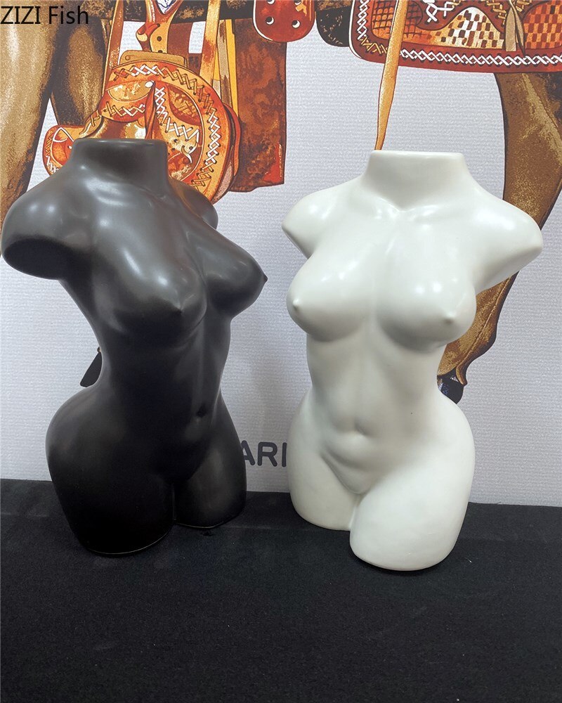 Keramik vaser kroppskonst byst staty blomma insats ornament frostat porslin hantverk kreativitet vas skrivbord dekor heminredning