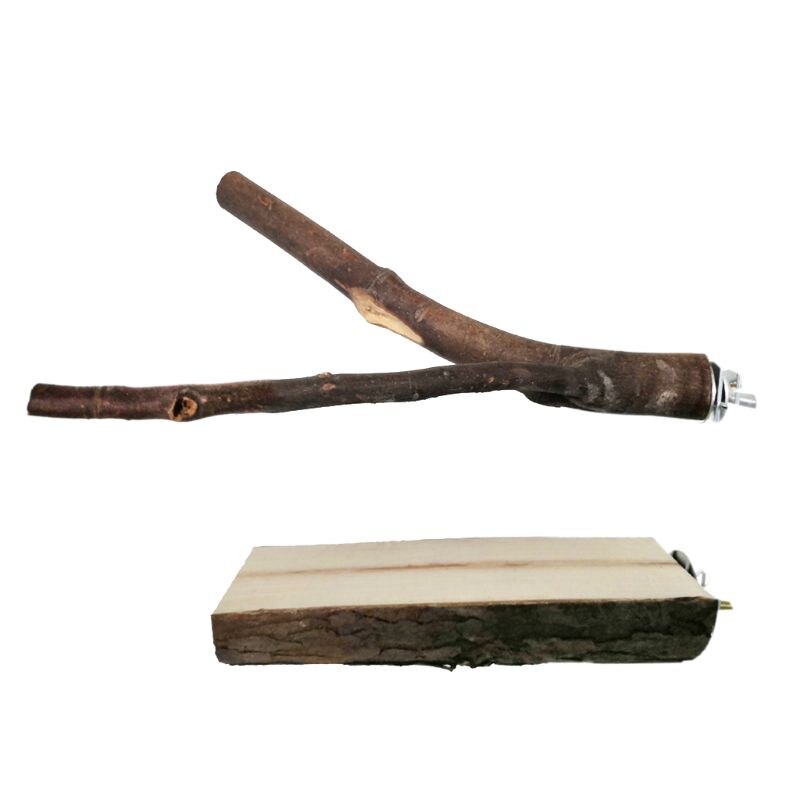 2 uds. De juguetes Natutal de madera para loros y pájaros, percha rugosa para pájaros, soporte de juego con jaula, plataforma B85C