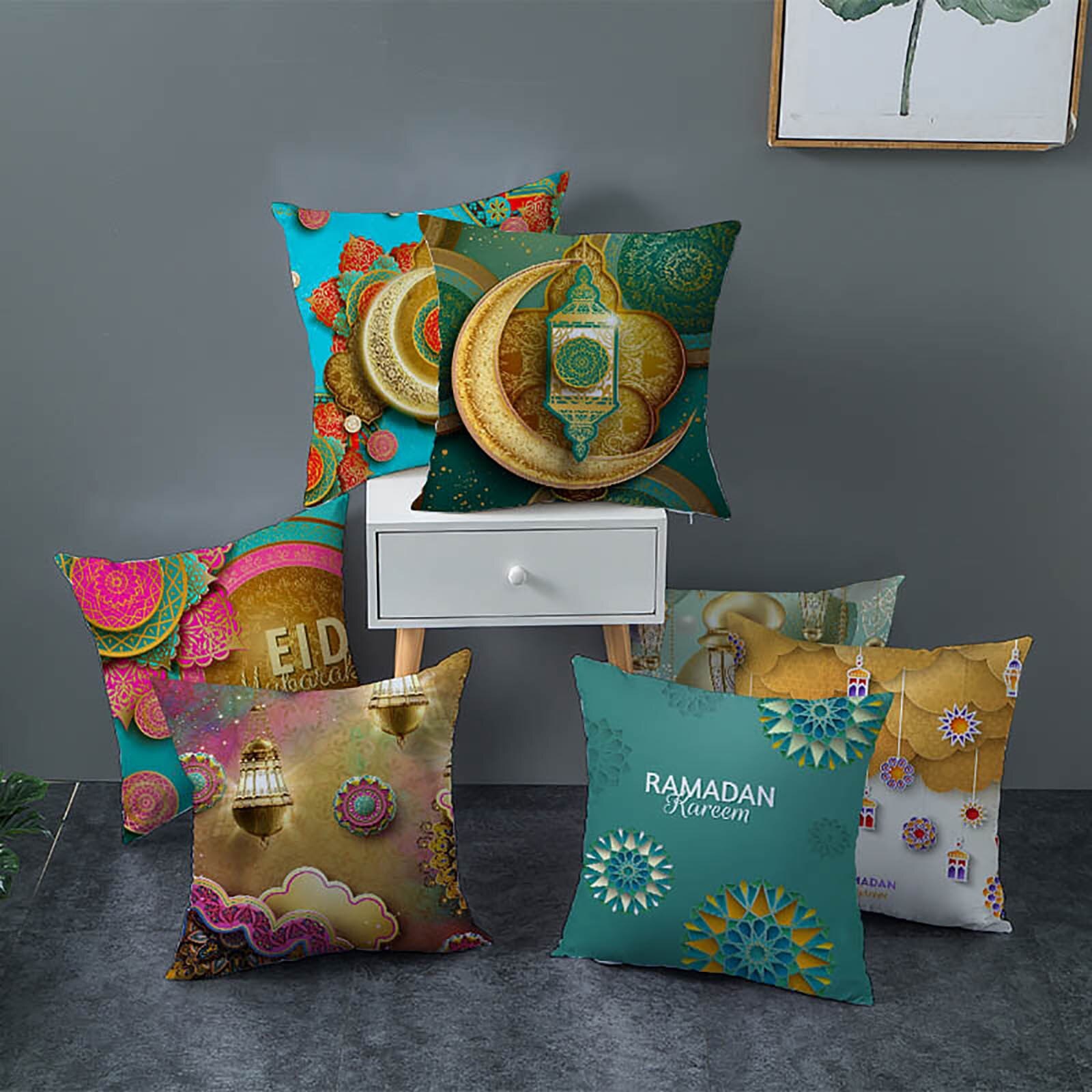 Ramadan musulman Motif Polyester Housse De Coussin Taie D'oreiller Décor À La Maison Taie D'oreiller Douce Bureau kussensloop 45X45Cm