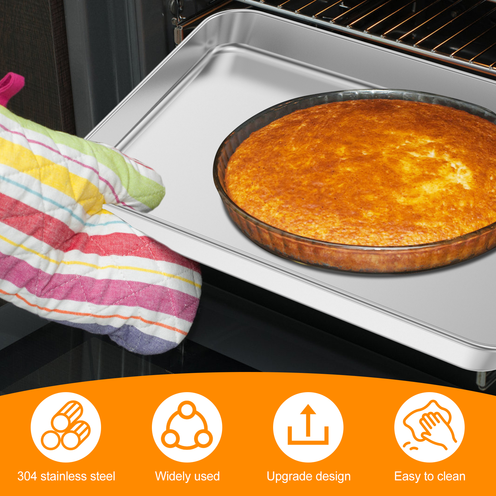 2 Stuks Broodrooster Oven Pan 304 Roestvrij Staal Kleine Bakplaat Multifunctionele Broodrooster Oven Lade Voor Commerciële En Thuis bakken