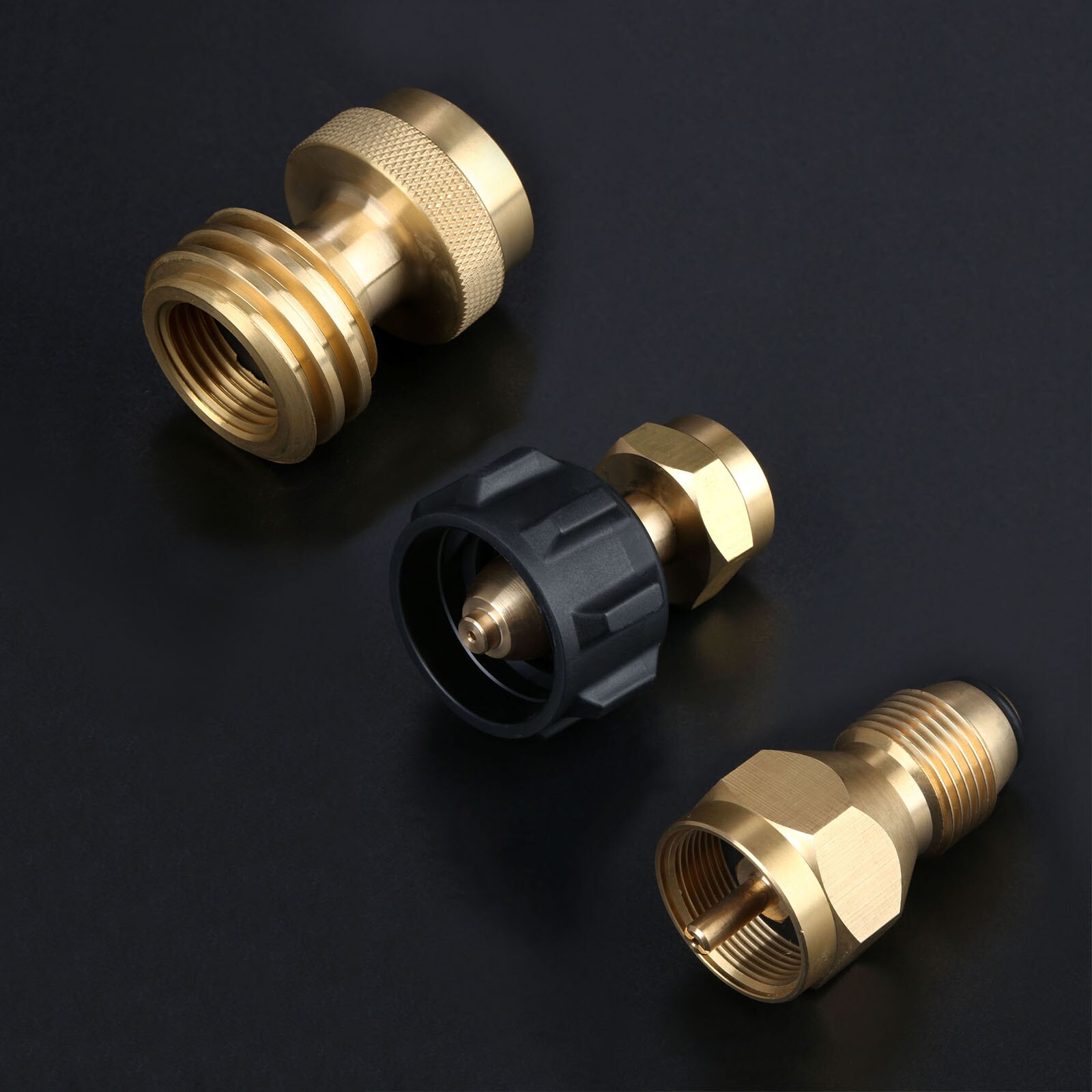 3PCs/set Solid Brass Propane Refill Adapter Set Fits All 1 Lb Disposable Small Tank Acme Thread Fits QCC1/Type1 Propane Cylinder