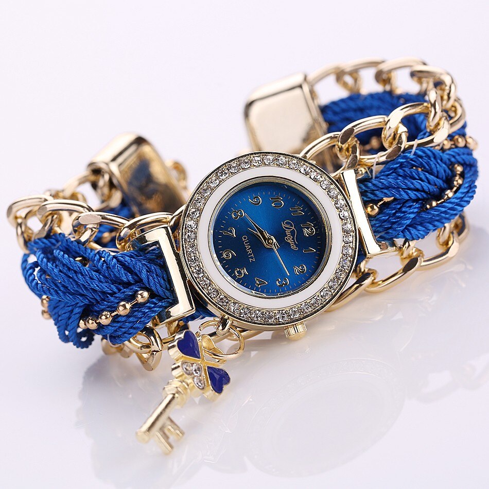 Top Style watch women Diamond case Wristwatch Ladies Braided Band Rhinestone Analog Quartz Wrist Watches saati