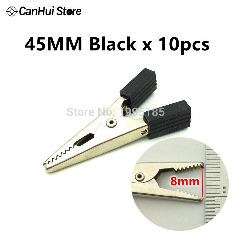 10 stk imc 30/45/50mm plasthåndtak testprobe metallkrokodilleklemmer: 45mm svarte 10 stk