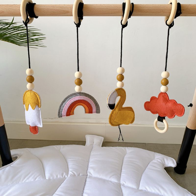 1Set Nordic Style Baby Gym Play Nursery Sensory Ring-pull Toy Wooden Frame Infant Room Toddler Clothes Rack Kids Room Decor