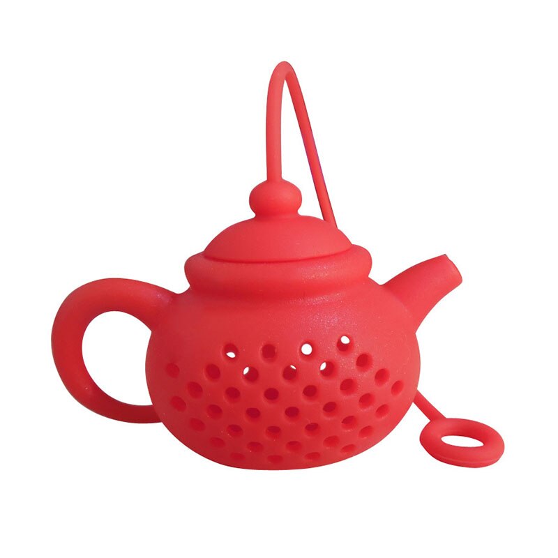 Infusor de té de silicona, utensilios de cocina, tetera, accesorio para elaboración de cerveza, en forma de tetera, 1 pieza, colador de té de hoja de Color puro: Rojo