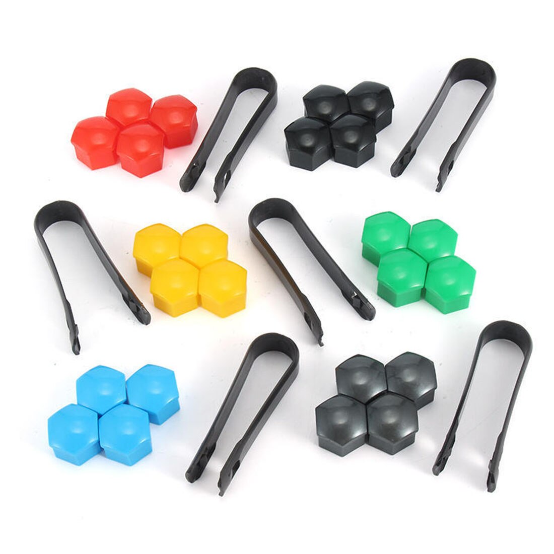 Silikone bil bolt hætter 20 stk/pose 17mm 19mm 21mm bil bolt caps hjulmøtrikker silikone covers praktisk nav skruelåg beskytter