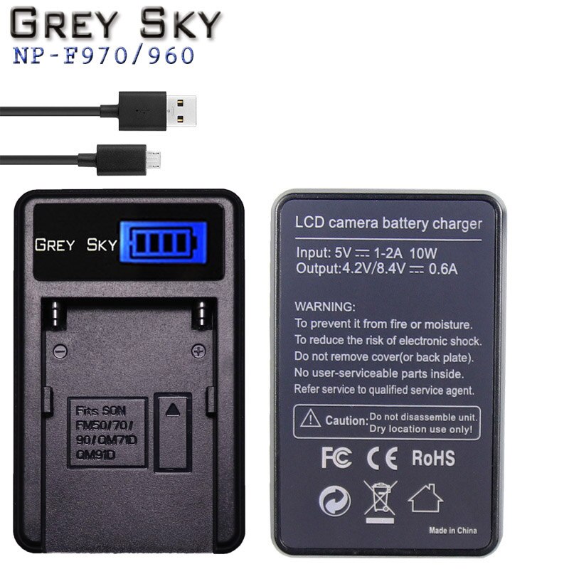 Haute capacité 7.4v 6600mAh NP-F970 NP-F960 NP F970 NP F960 batterie d'appareil photo numérique + chargeur USB pour batterie Sony NP-F960 NP-F970