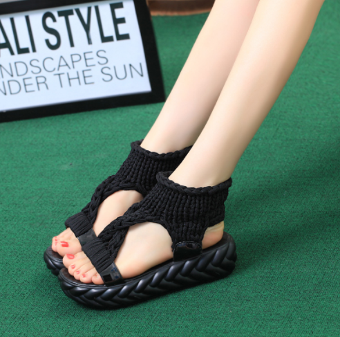2024 Vrouwen Platform Sandalen Zomer Gladiator Sandalen Schoenen Dikke Hakken Dames Wit Sandalias Casual: Chocolade / 35