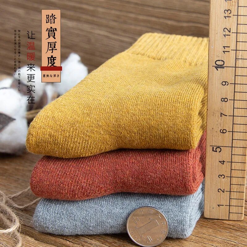 5 Pairs Men Thermal Winter Autumn Warm Crew Socks Male Terry Thick Work Socks