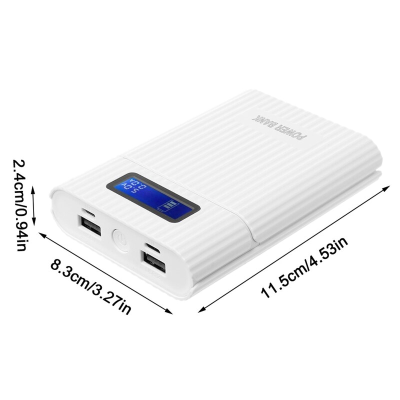 18650 Battery Charger Dual USB Output Anti-Reverse 18650 Battery DIY Power Bank Box with LCD Display LED Light Lamp