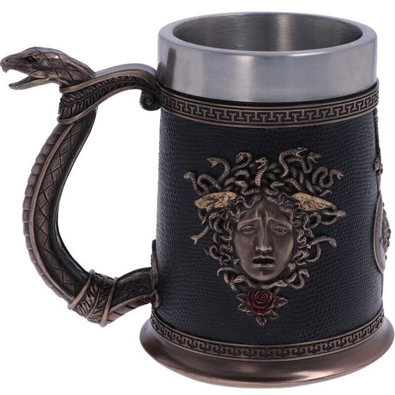 Taza de cerveza Medieval de , vaso de acero inoxidable Retro alemán, con de gato negro, para hombre, padre y novio, 1 Uds.