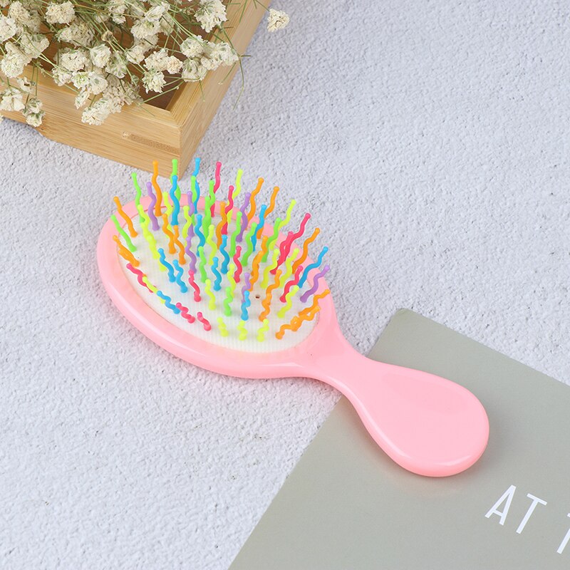 Baby Jongens Meisjes Haar Kam Candy Kleur Plastic Borstel Kind Draagbare Reizen Anti-statische Comfortabele Hoofd Massager Combs: Roze