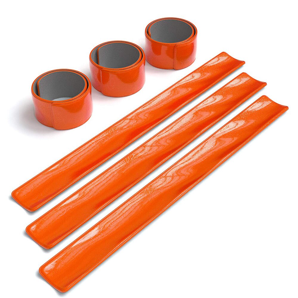 6 stk cykel reflekterende sikre benbukser klipsrem strålebånd bund høj elastisk silikone bælte natridning beskyttende bælte nat ri: Orange