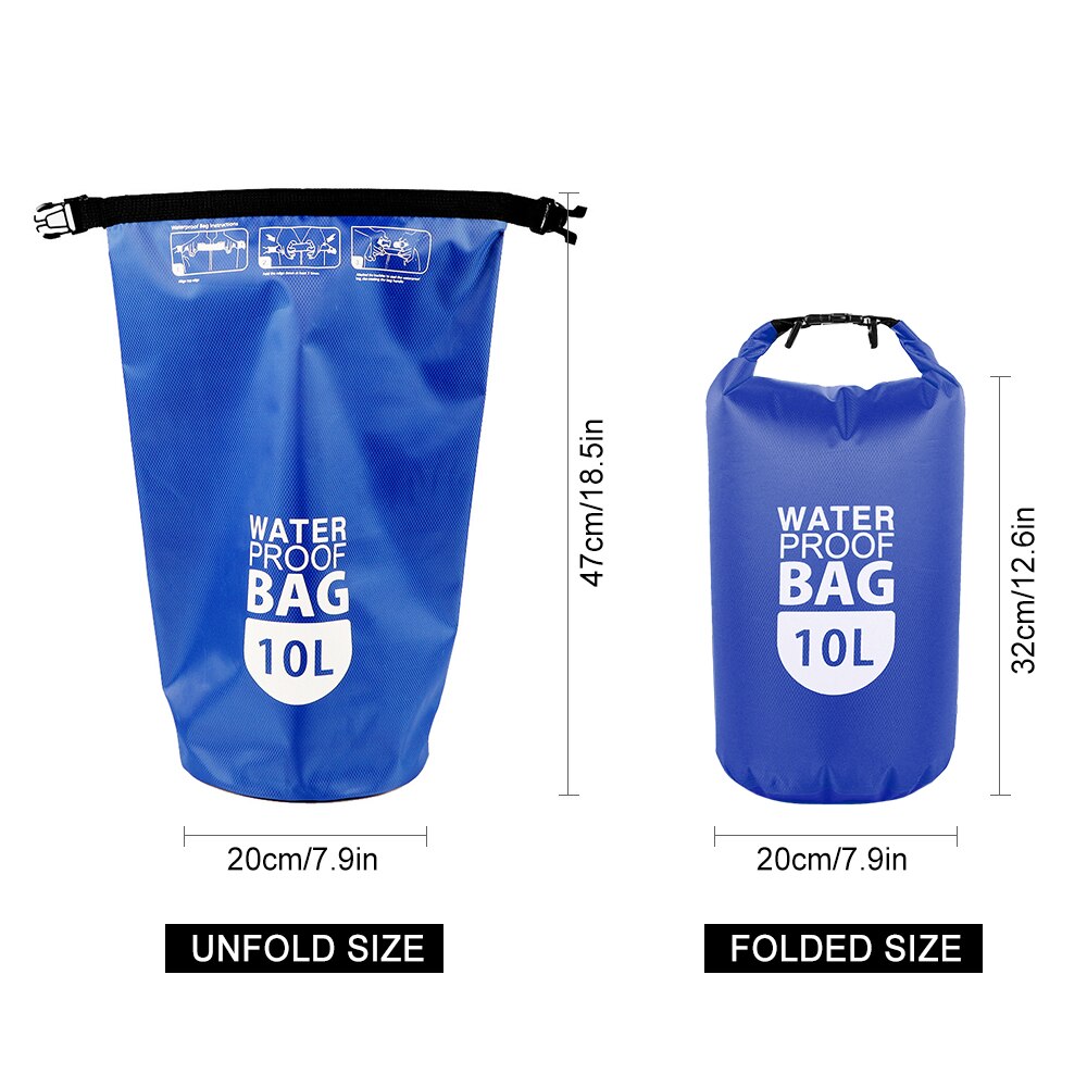 10L Pvc Droog Waterdichte Drijvende Zak Roll Top Dry Bag Water Sport Opbergtas Lichtgewicht Dry Sack Rivier Trekking Tassen