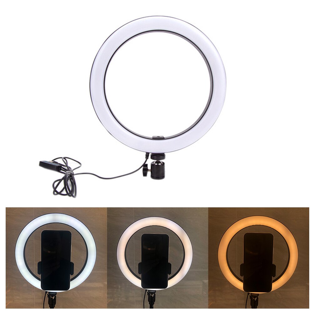 10 inch Video Lamp Dimmable LED Selfie RGB Ring Light USB Photography Light with Phone Holder for Makeup Video Live Studio