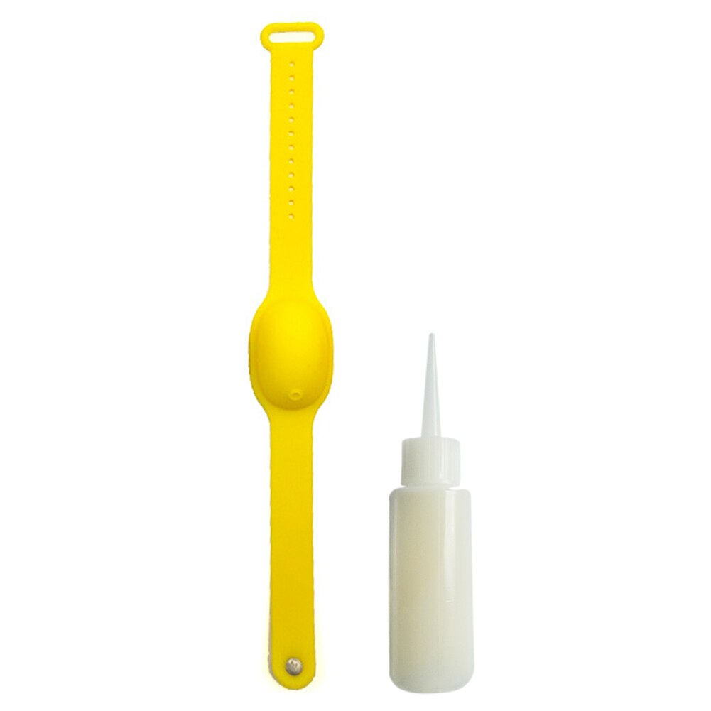Silicone Bracelet Wristband Hand Soap Dispenser Band Squeeze Bottle Care Watch Disinfect Wristband Hand Sanitizer: YELLOW
