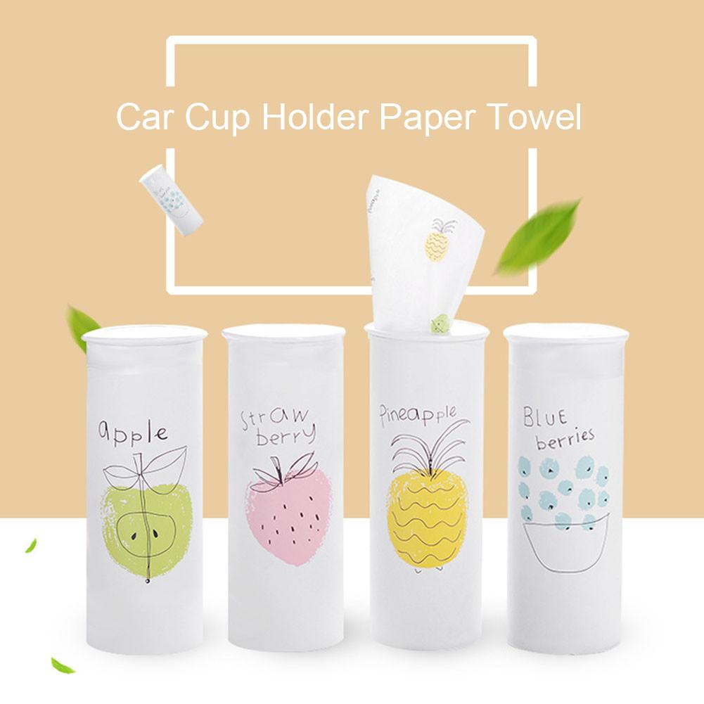 1pcs Facial Tissue Cylinder Soft Paper Towel With Fruit Pattern Fragrance-free Cleaning Tissue For Home Car (Random)