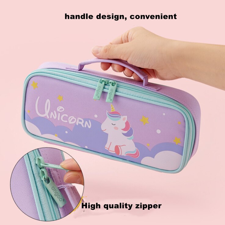 Estuche escolar Kawaii con mango y bolígrafo de gran capacidad para niñas y niños, Kit de papelería, 1 unidad