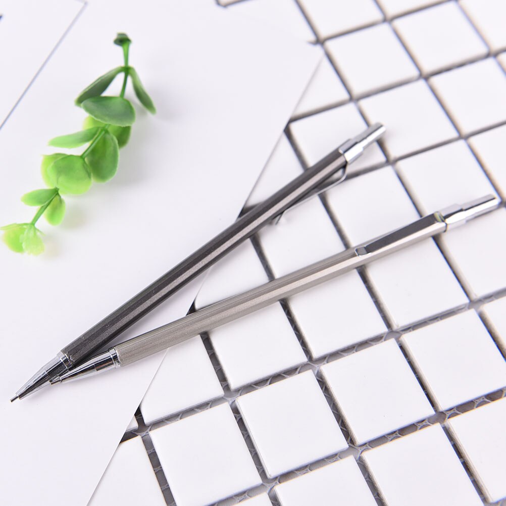 0.5/ 0.7mm Automatic Drafting Pencil, Lead Size, Metallic Black Sliver Barrel Mechanical Pencil Length: 14.5cm